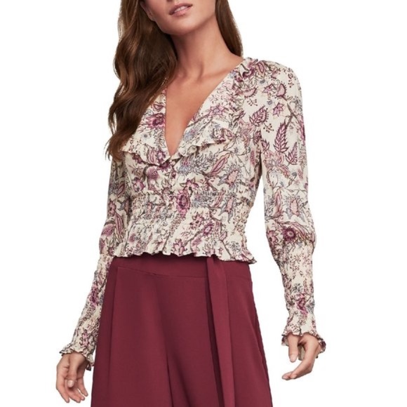 BCBGMaxAzria Tops - BCBGMAXAZRIA Floral-Print Flounce Blouse